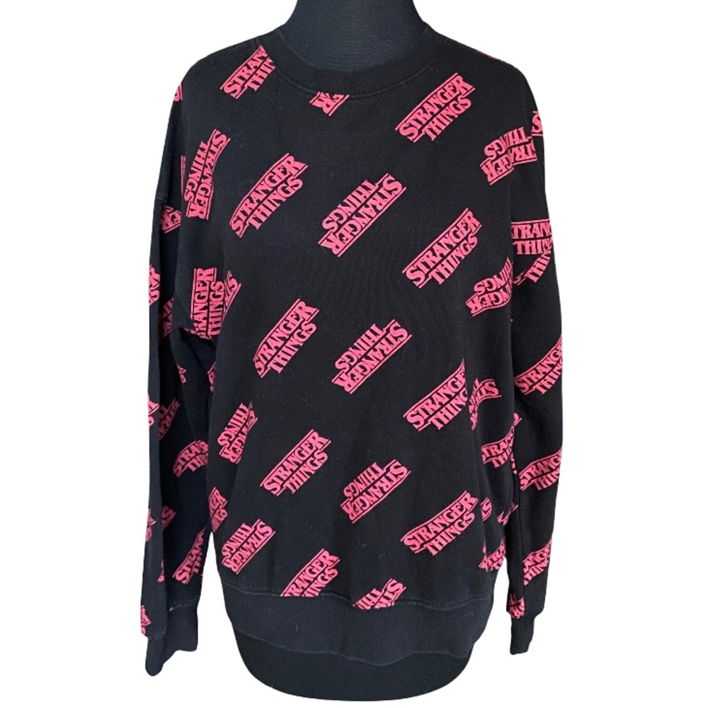 Stranger Things official Netflix merch unisex black and red pullover crewneck